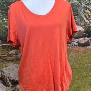 Women's Orange V-Neck Top